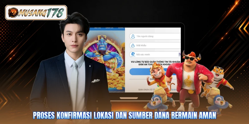 Proses konfirmasi lokasi dan sumber dana bermain aman